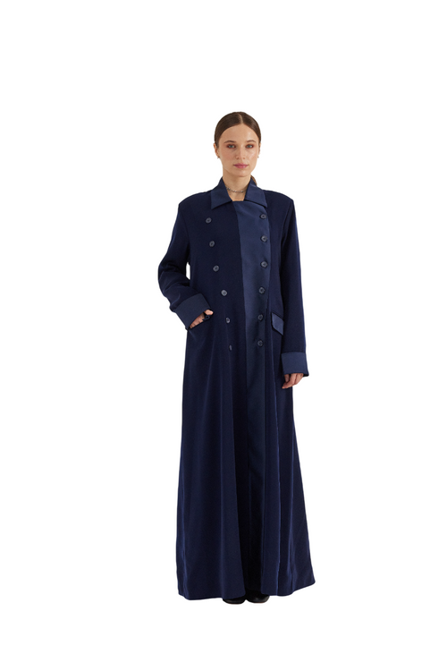Double-Breasted Navy Abaya