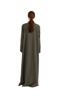 Floral Appliqué Linen Abaya
